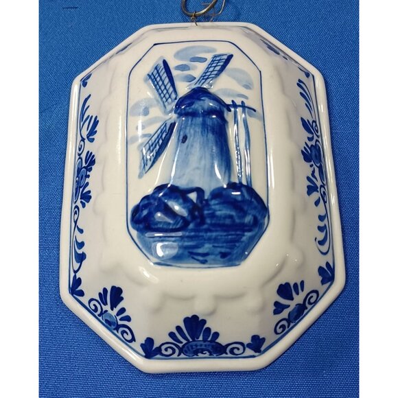 Hand-Painted Delft Blue Dutch Windmill Porcelain Wall Hanging Decor 3D Holland - Picture 7 of 9